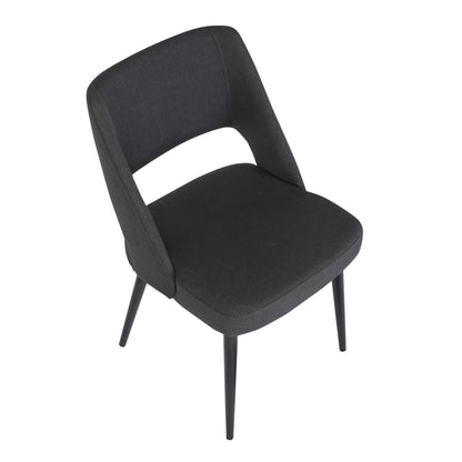 Valencia Mid-Century Modern Chair in Black Steel and Charcoal Fabric by LumiSource