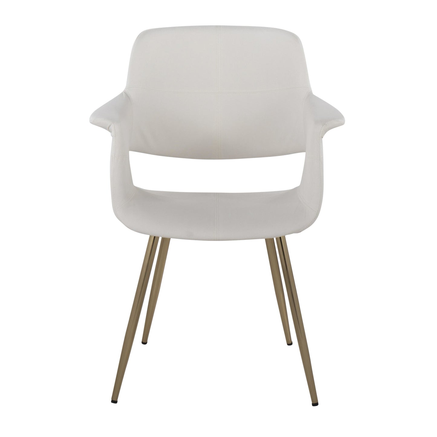 Vintage Flair Glam/Art Deco Chair in Gold Metal and Cream Fabric by LumiSource - Set of 2