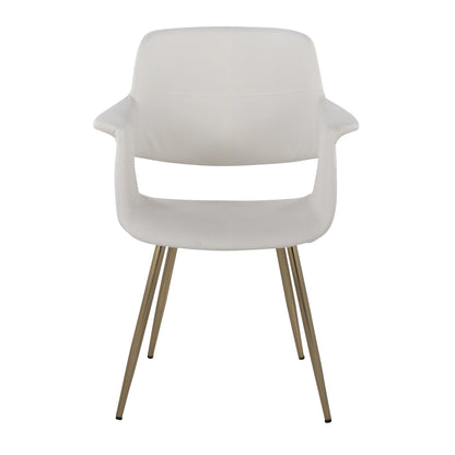 Vintage Flair Glam/Art Deco Chair in Gold Metal and Cream Fabric by LumiSource - Set of 2