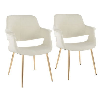 Vintage Flair Glam/Art Deco Chair in Gold Metal and Cream Fabric by LumiSource - Set of 2