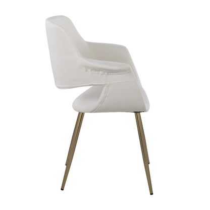 Vintage Flair Glam/Art Deco Chair in Gold Metal and Cream Fabric by LumiSource - Set of 2