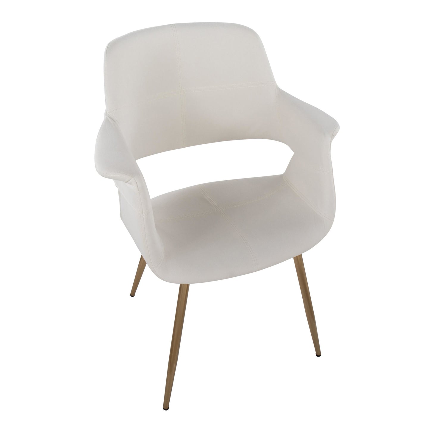 Vintage Flair Glam/Art Deco Chair in Gold Metal and Cream Fabric by LumiSource - Set of 2