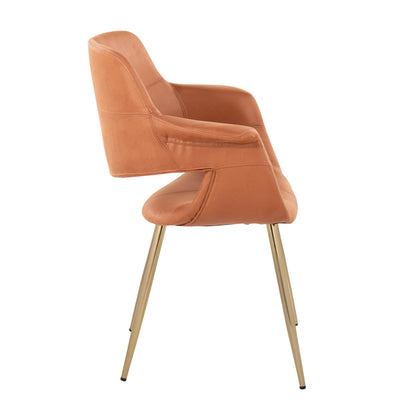 Vintage Flair Glam/Art Deco Chair in Gold Metal and Cream Fabric by LumiSource - Set of 2