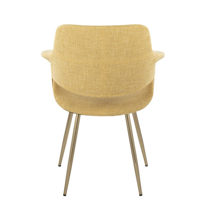 Vintage Flair Glam/Art Deco Chair in Gold Metal and Cream Fabric by LumiSource - Set of 2