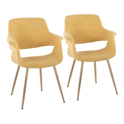 Vintage Flair Glam/Art Deco Chair in Gold Metal and Cream Fabric by LumiSource - Set of 2