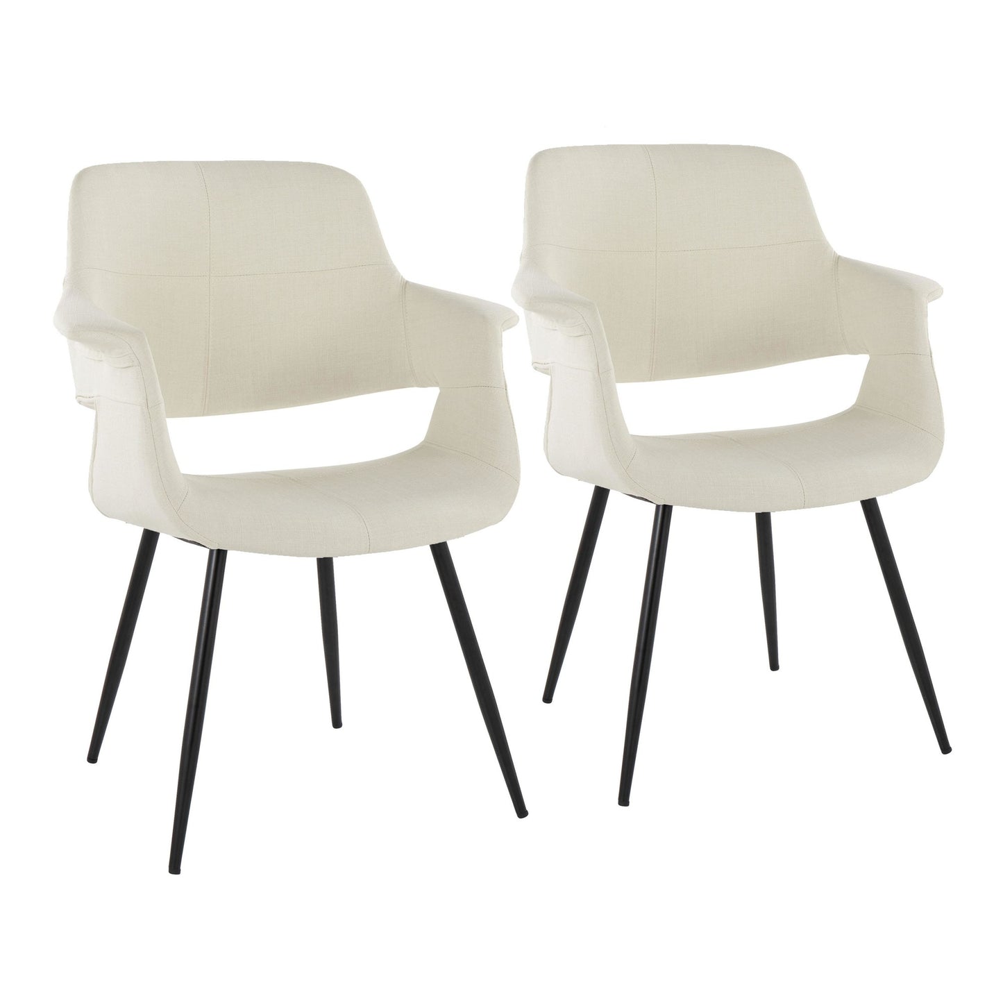 Vintage Flair Glam/Art Deco Chair in Gold Metal and Cream Fabric by LumiSource - Set of 2