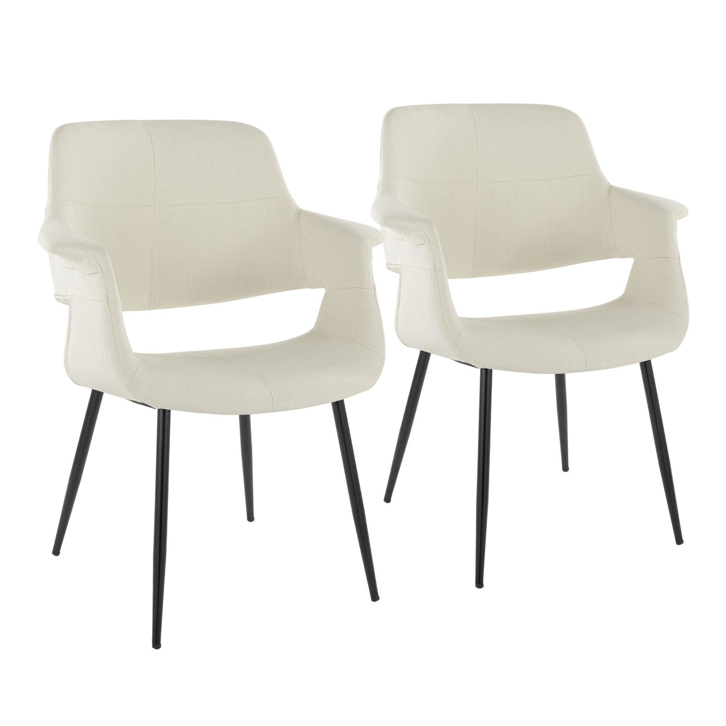 Vintage Flair Glam/Art Deco Chair in Gold Metal and Cream Fabric by LumiSource - Set of 2