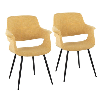 Vintage Flair Glam/Art Deco Chair in Gold Metal and Cream Fabric by LumiSource - Set of 2