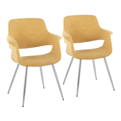 Vintage Flair Glam/Art Deco Chair in Gold Metal and Cream Fabric by LumiSource - Set of 2