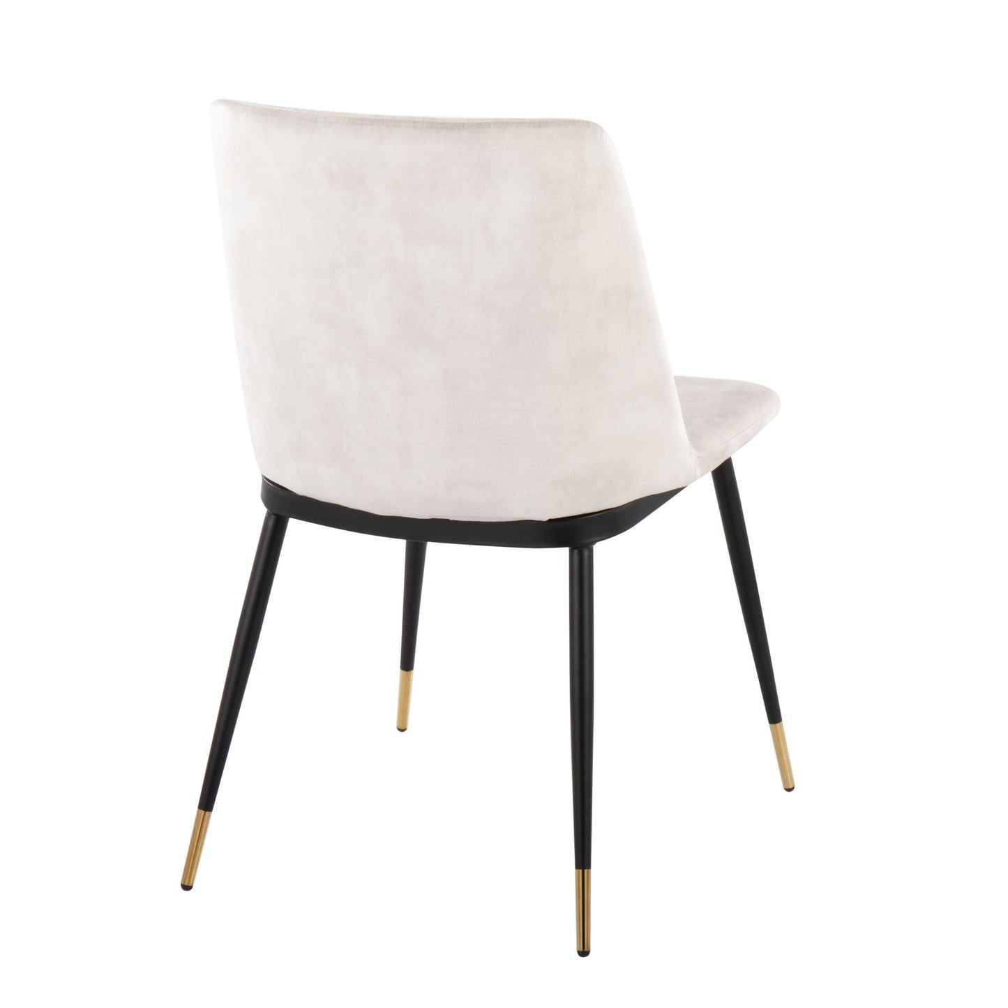 Wanda Contemporary Chair in Black Metal and Beige Velvet with Gold Metal Accents by LumiSource - Set of 2