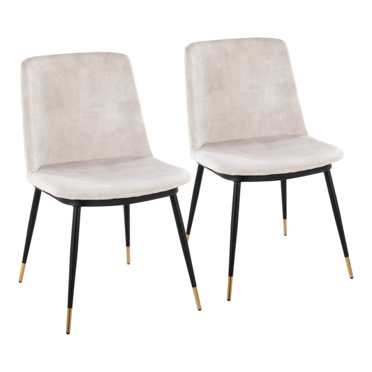 Wanda Contemporary Chair in Black Metal and Beige Velvet with Gold Metal Accents by LumiSource - Set of 2