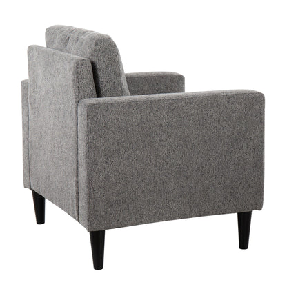 Wendy Contemporary Accent Chair in Black Wood and Grey Fabric by LumiSource