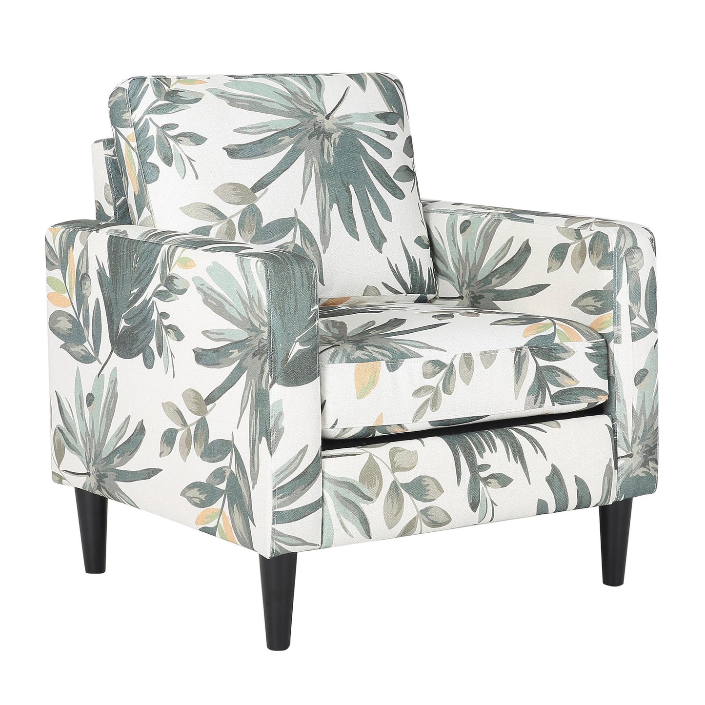 Wendy Contemporary Accent Chair in Black Wood and Grey Fabric by LumiSource