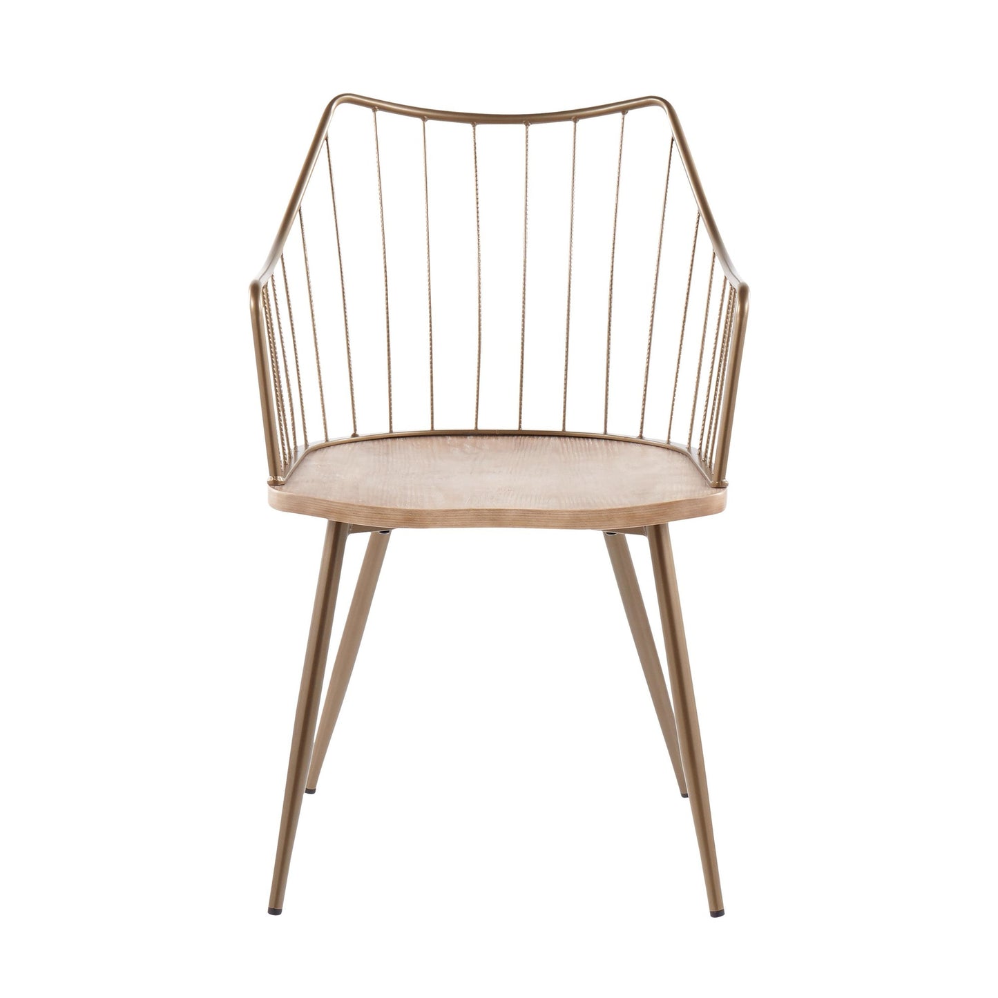 Winston Farmhouse Chair in Antique Copper Metal and White Washed Wood