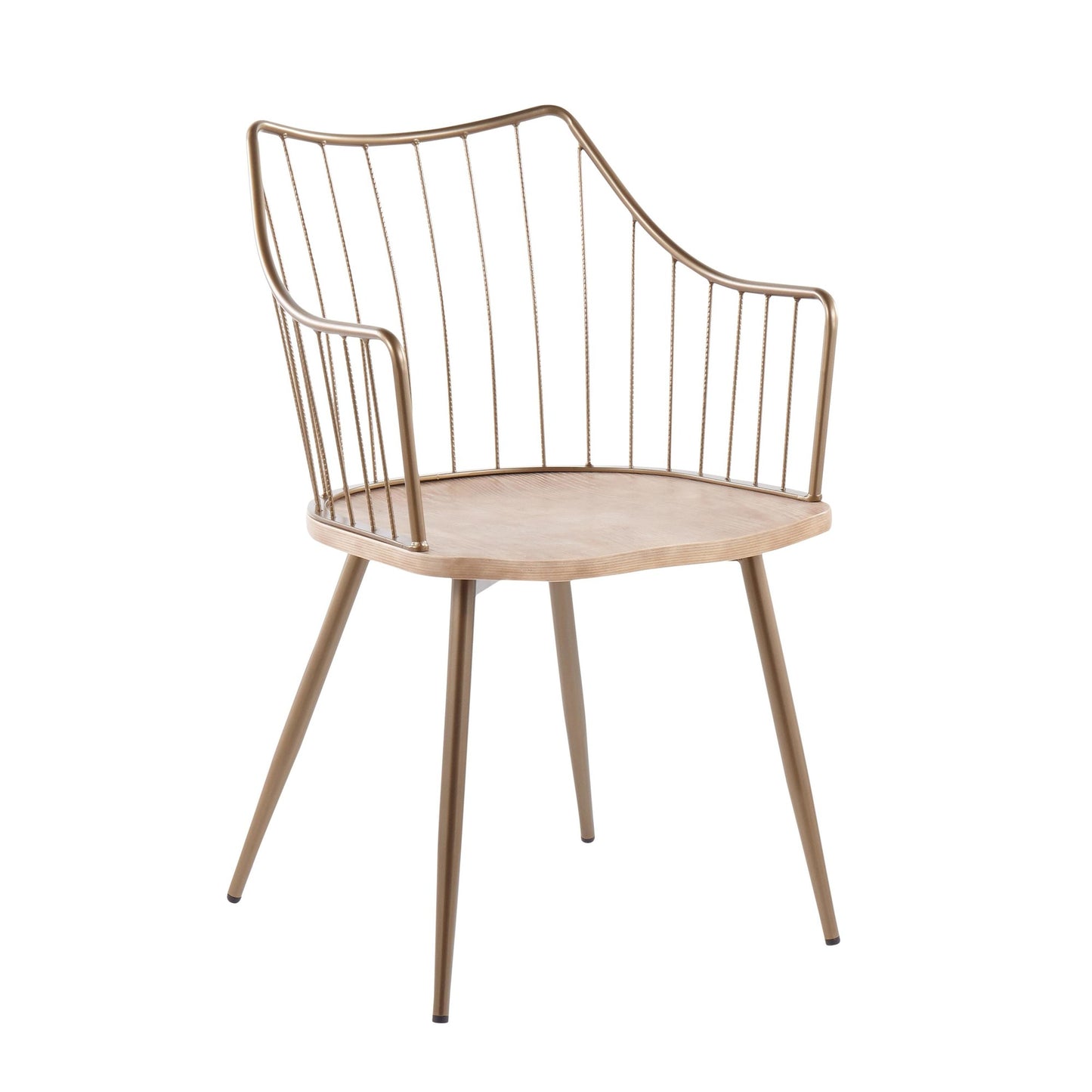 Winston Farmhouse Chair in Antique Copper Metal and White Washed Wood