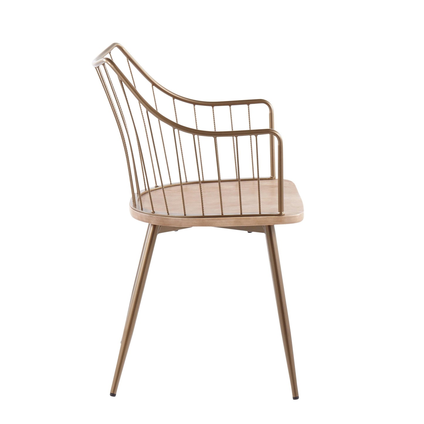 Winston Farmhouse Chair in Antique Copper Metal and White Washed Wood