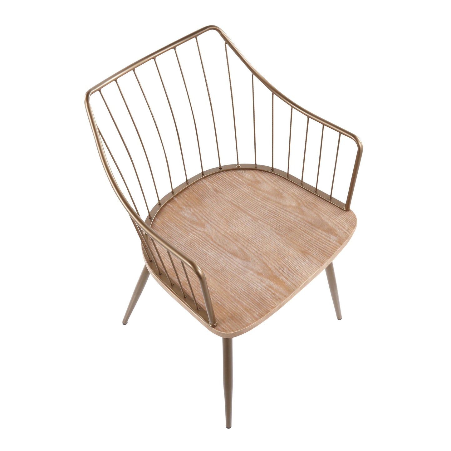 Winston Farmhouse Chair in Antique Copper Metal and White Washed Wood