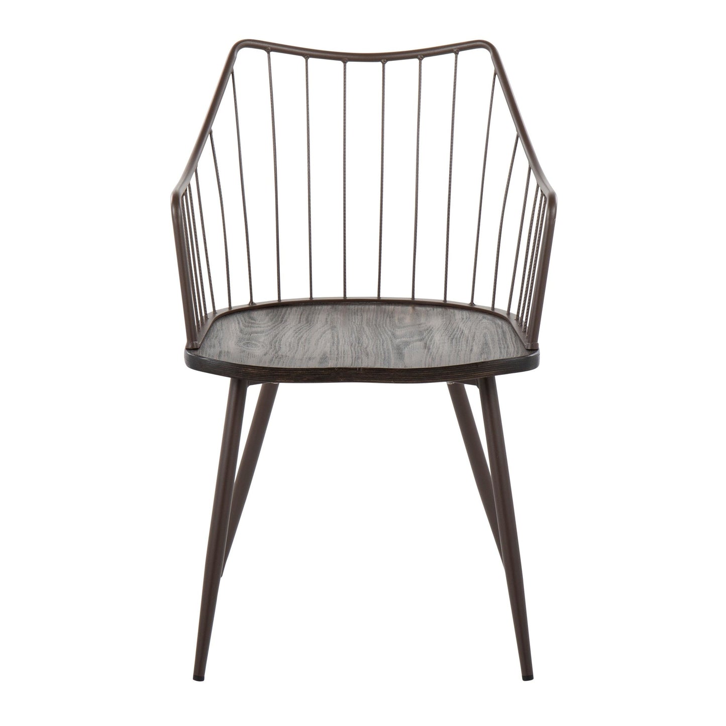 Winston Farmhouse Chair in Antique Copper Metal and White Washed Wood