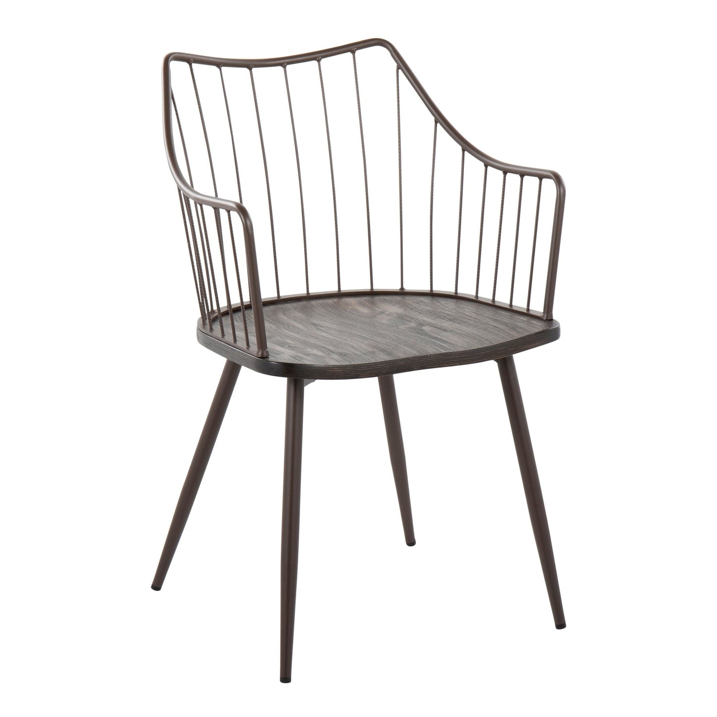 Winston Farmhouse Chair in Antique Copper Metal and White Washed Wood