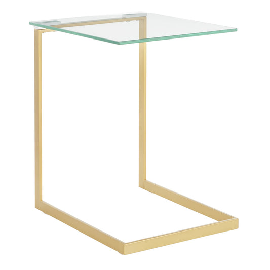 Zenn Contemporary End Table in Gold with Clear Glass